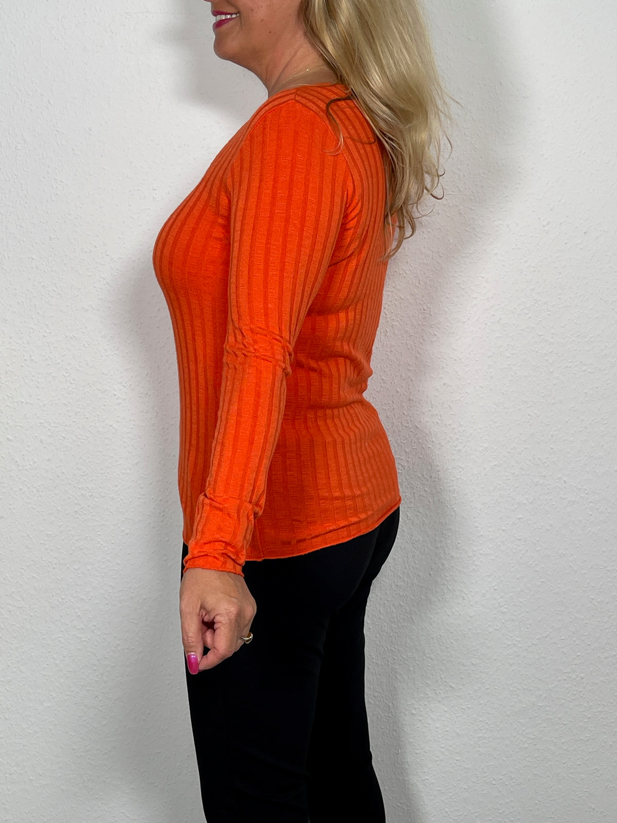 Basic Langarmshirt Ripp-Optik in versch. Farben