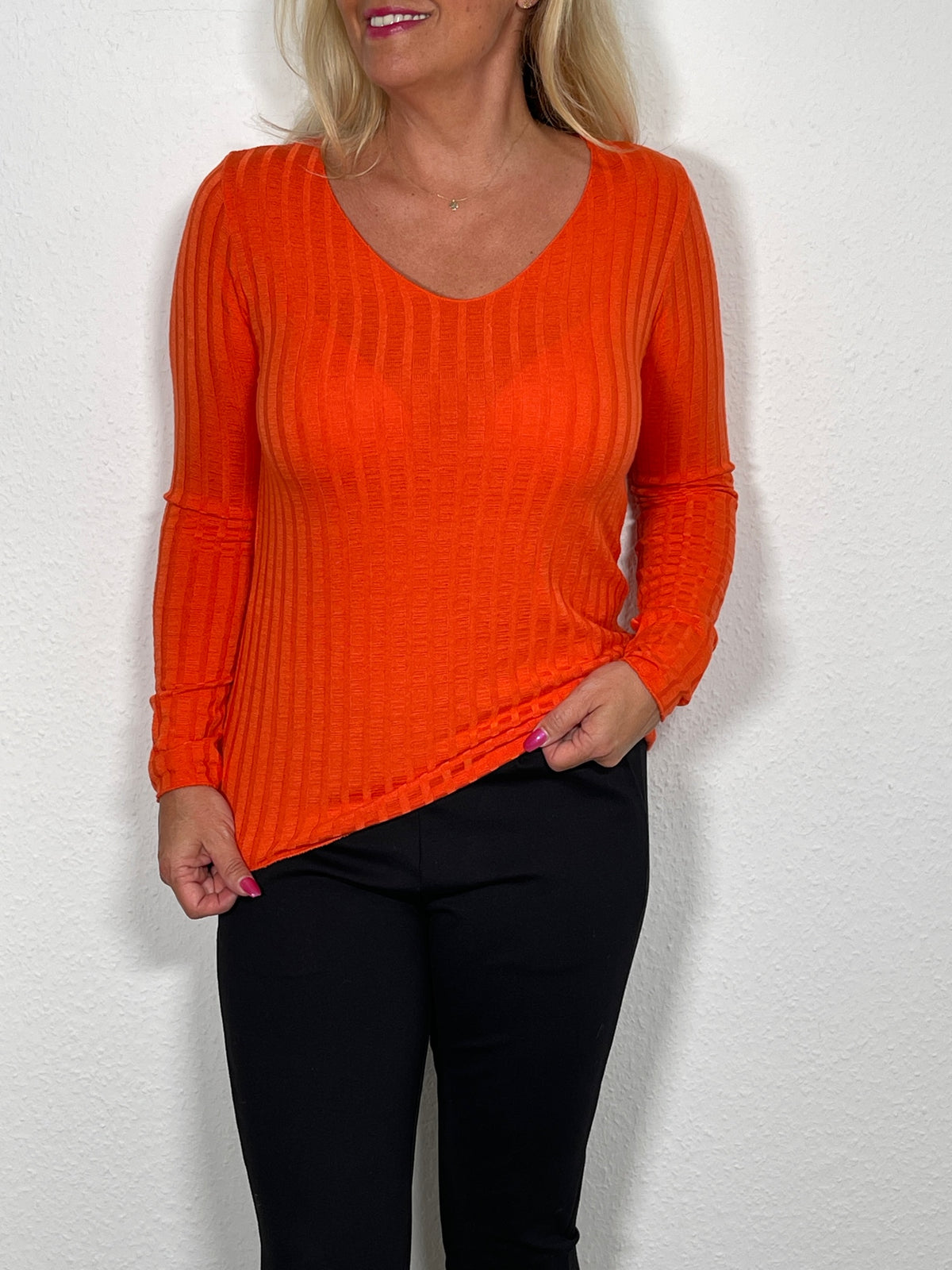 Basic Langarmshirt Ripp-Optik in versch. Farben