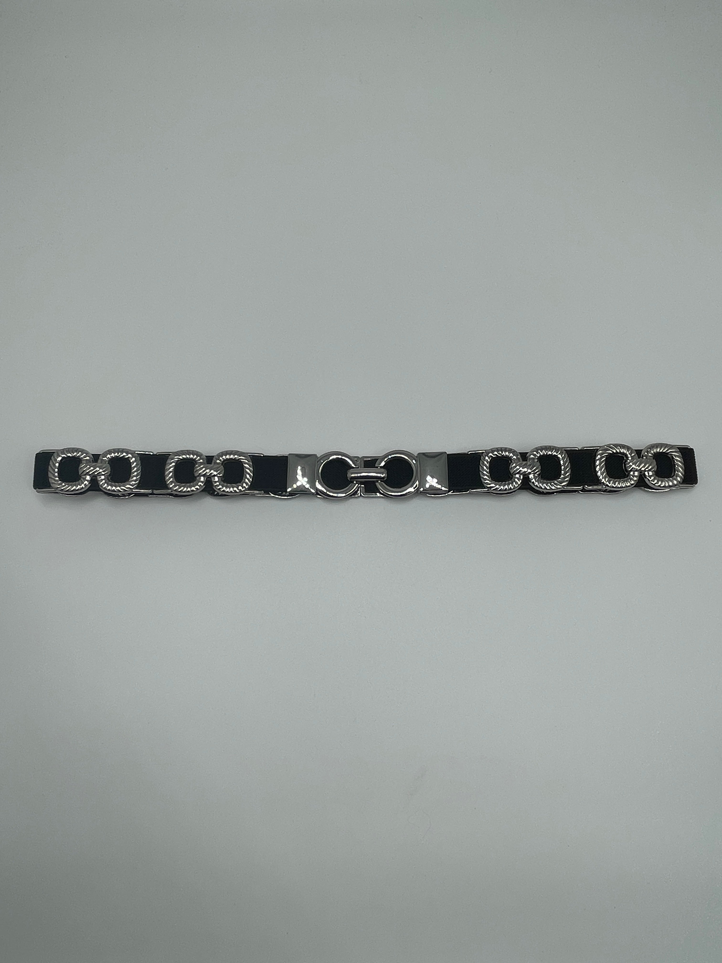 Taillengürtel schmal Schwarz/Silber