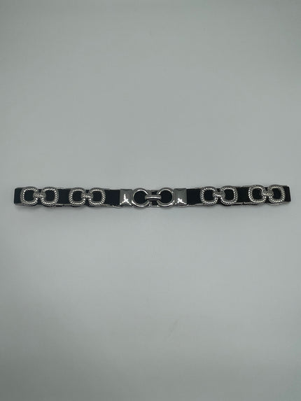 Taillengürtel schmal Schwarz/Silber