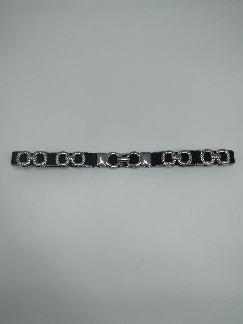 Taillengürtel schmal Schwarz/Silber