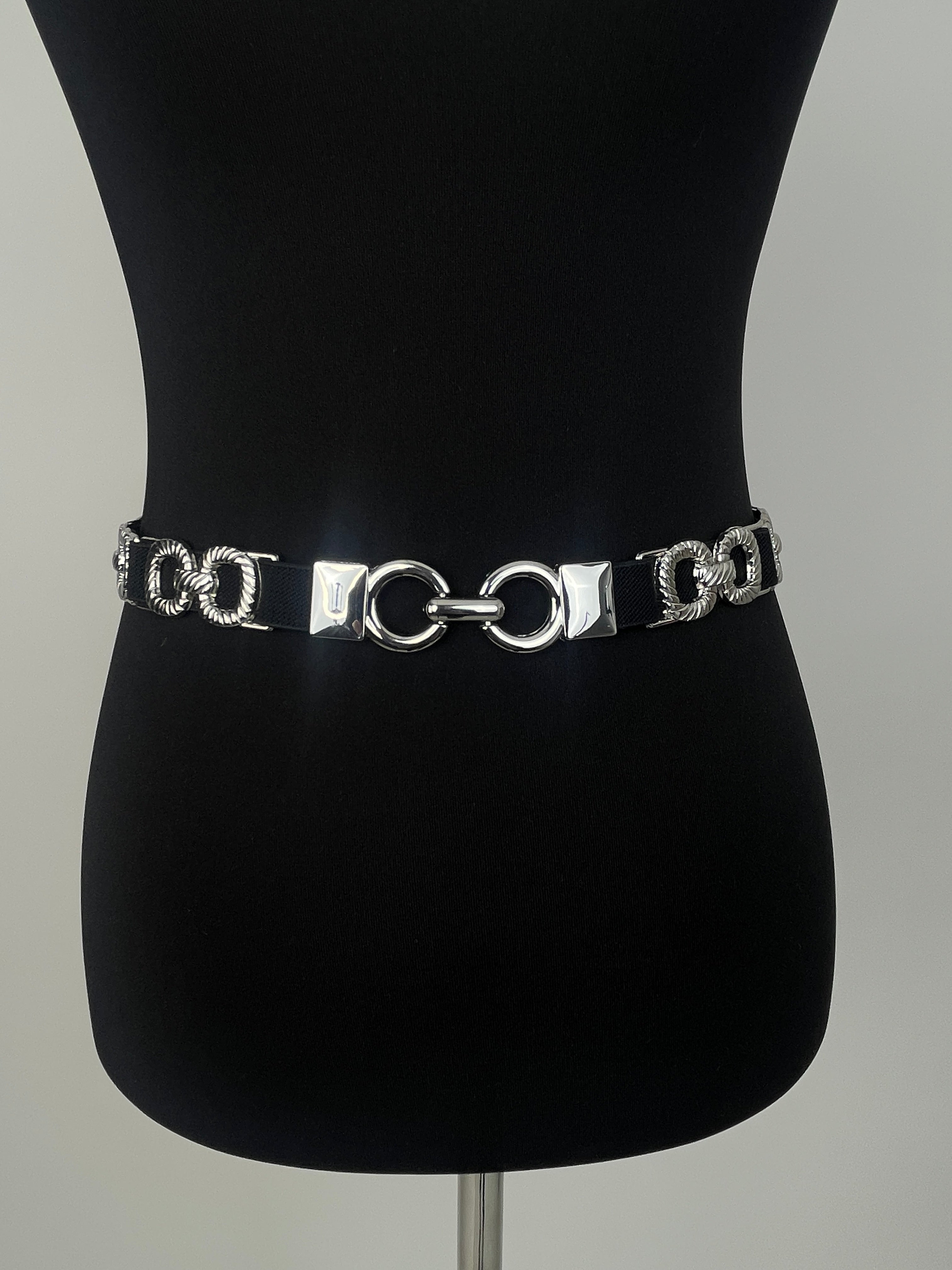 Taillengürtel schmal Schwarz/Silber