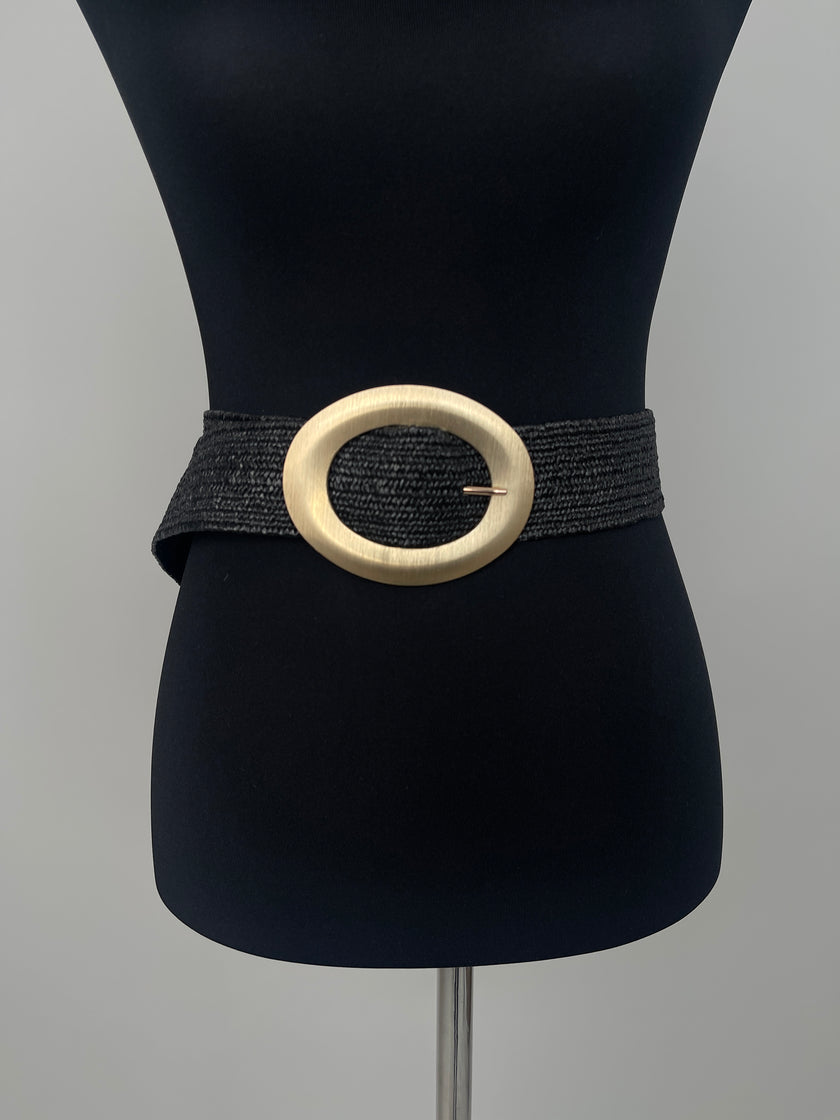 Gürtel Bast in Schwarz/Gold