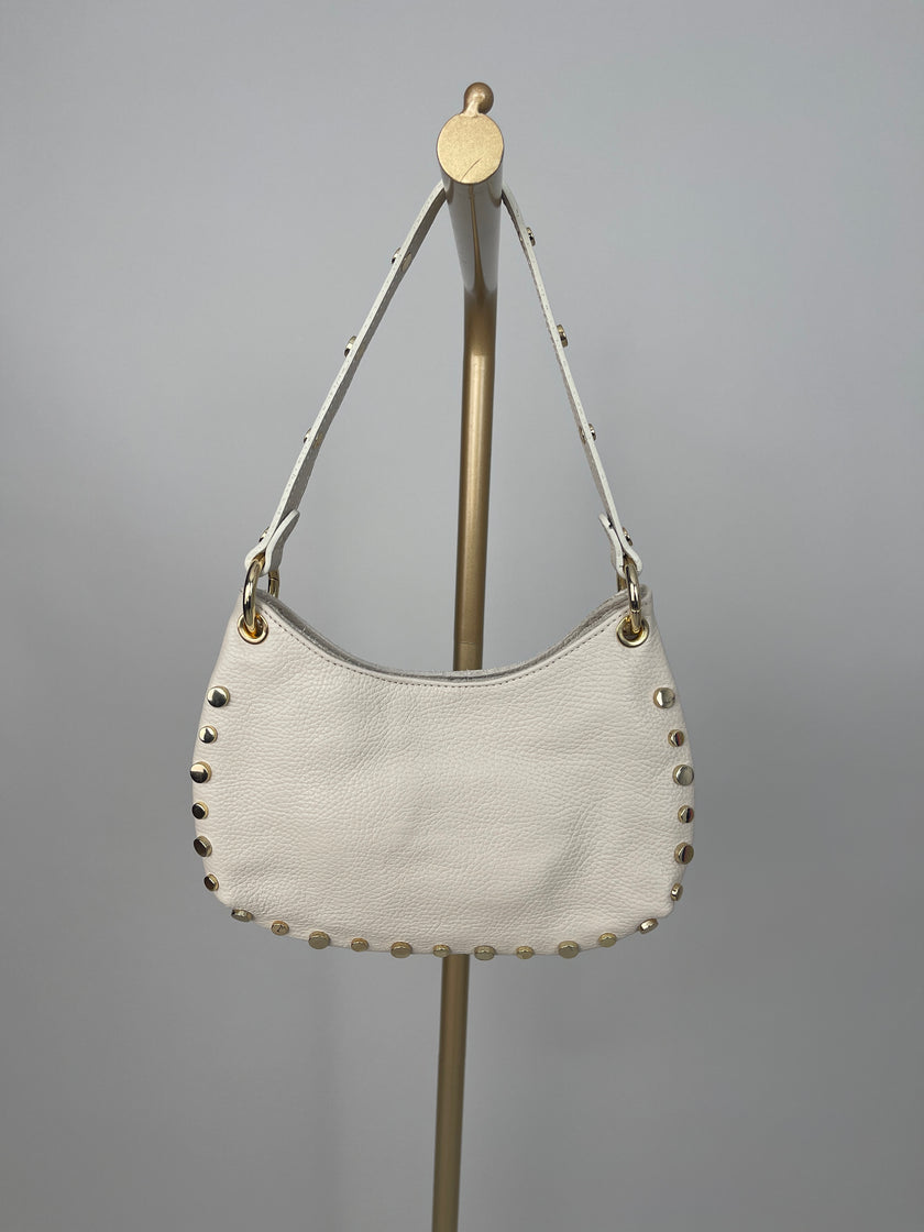 Tasche Echtleder mit Nieten in Beige