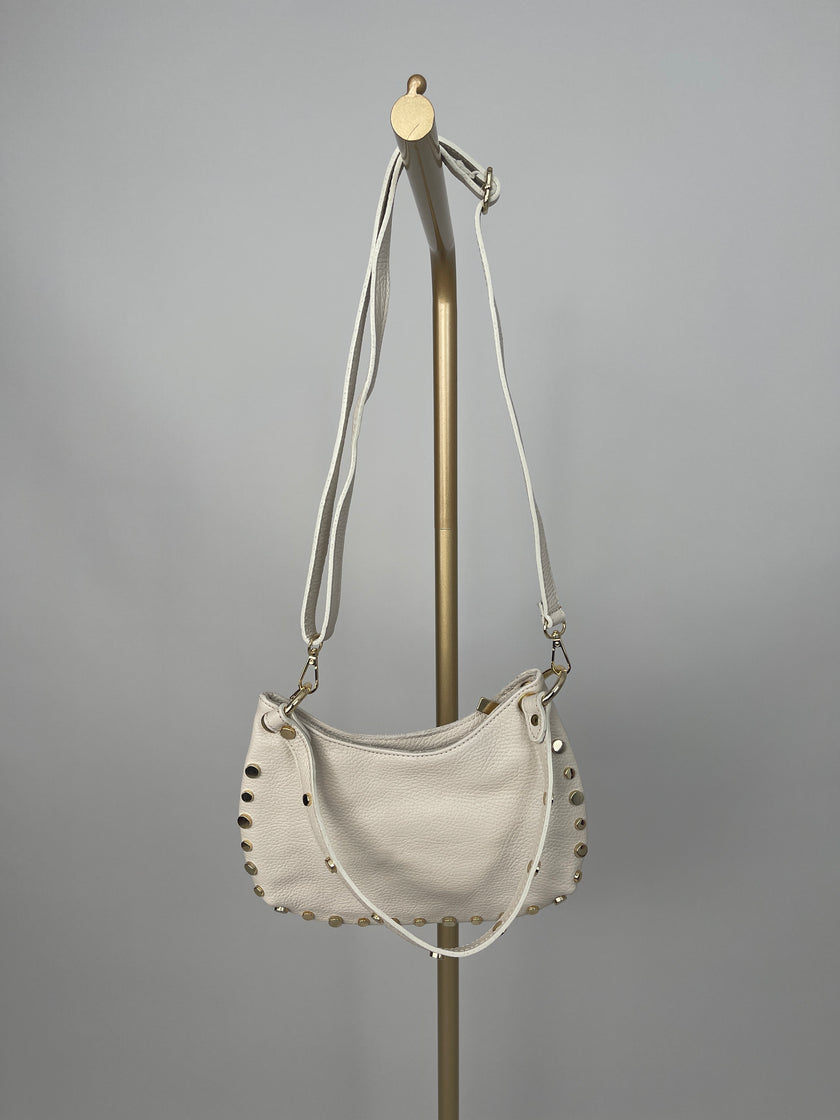 Tasche Echtleder mit Nieten in Beige