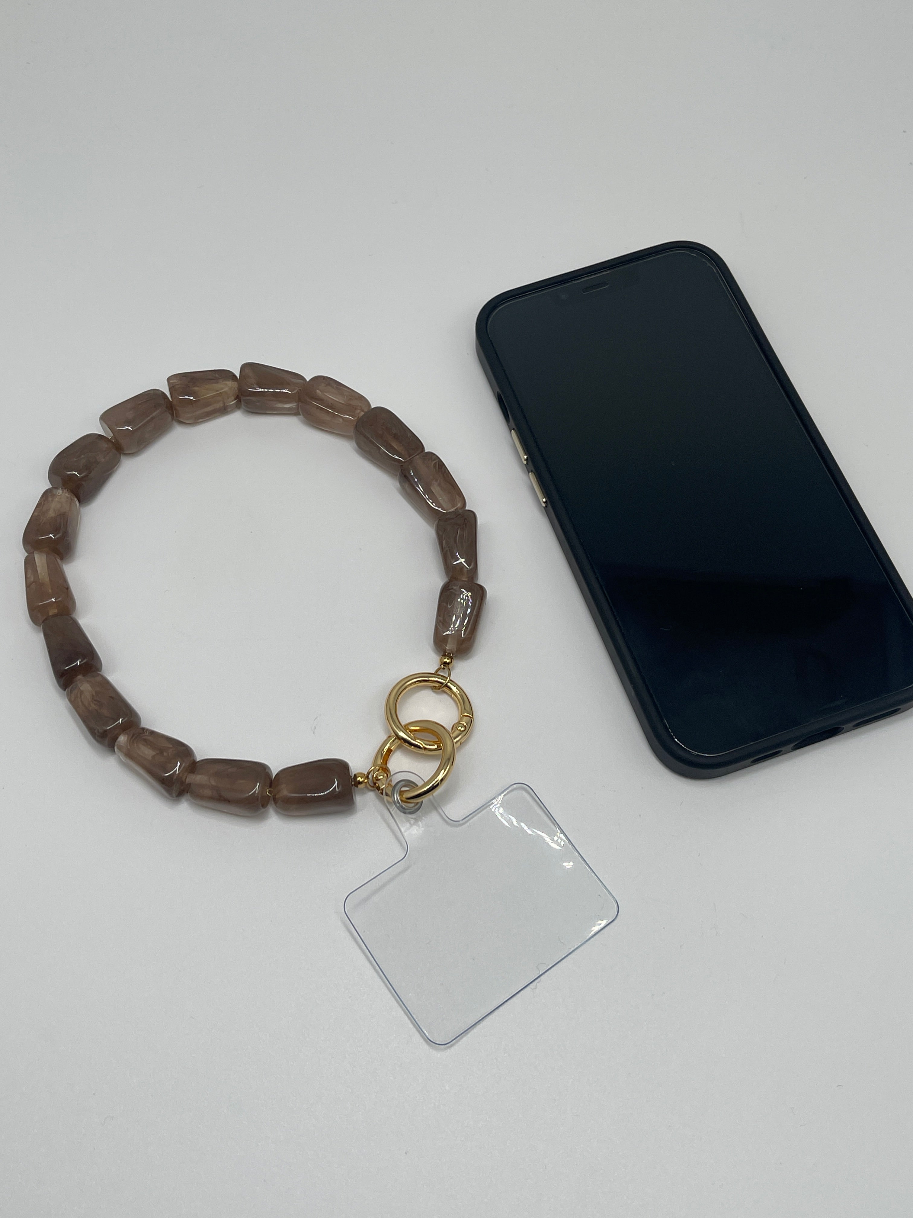 Handykette in Braun/Gold