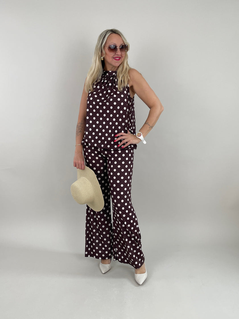 Marlene Hose Kofferstoff Punkte in Mokka Artikel 6085