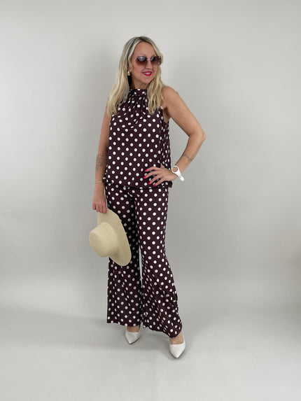 Neckholder Top Kofferstoff Punkte in Mokka Artikel 6084
