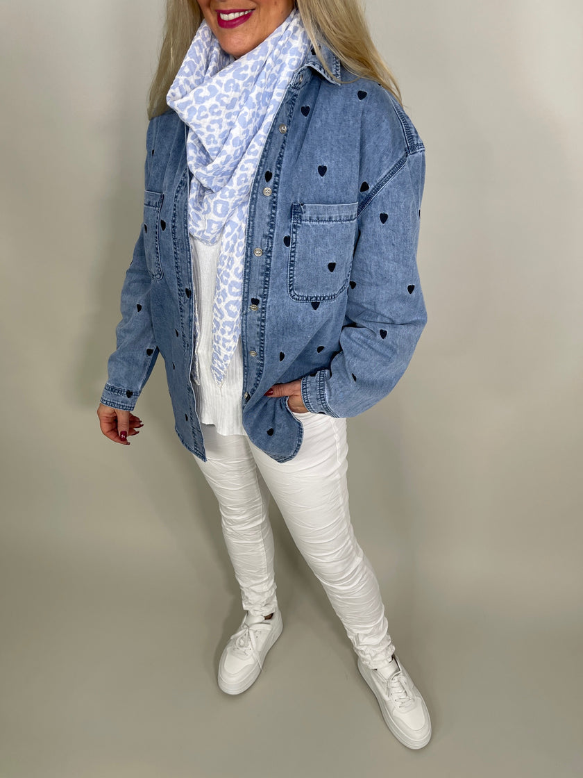 Jeans mit Herzknopf in Weiß Artikel 5576