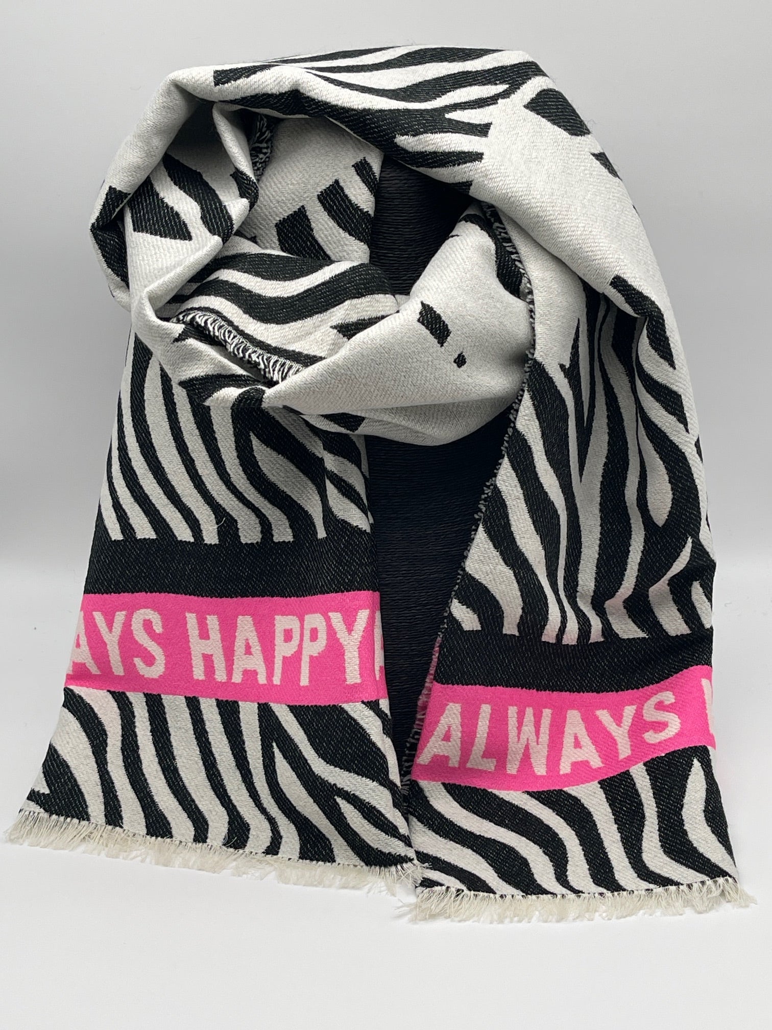 Schal AlwaysHappy in Creme/Schwarz