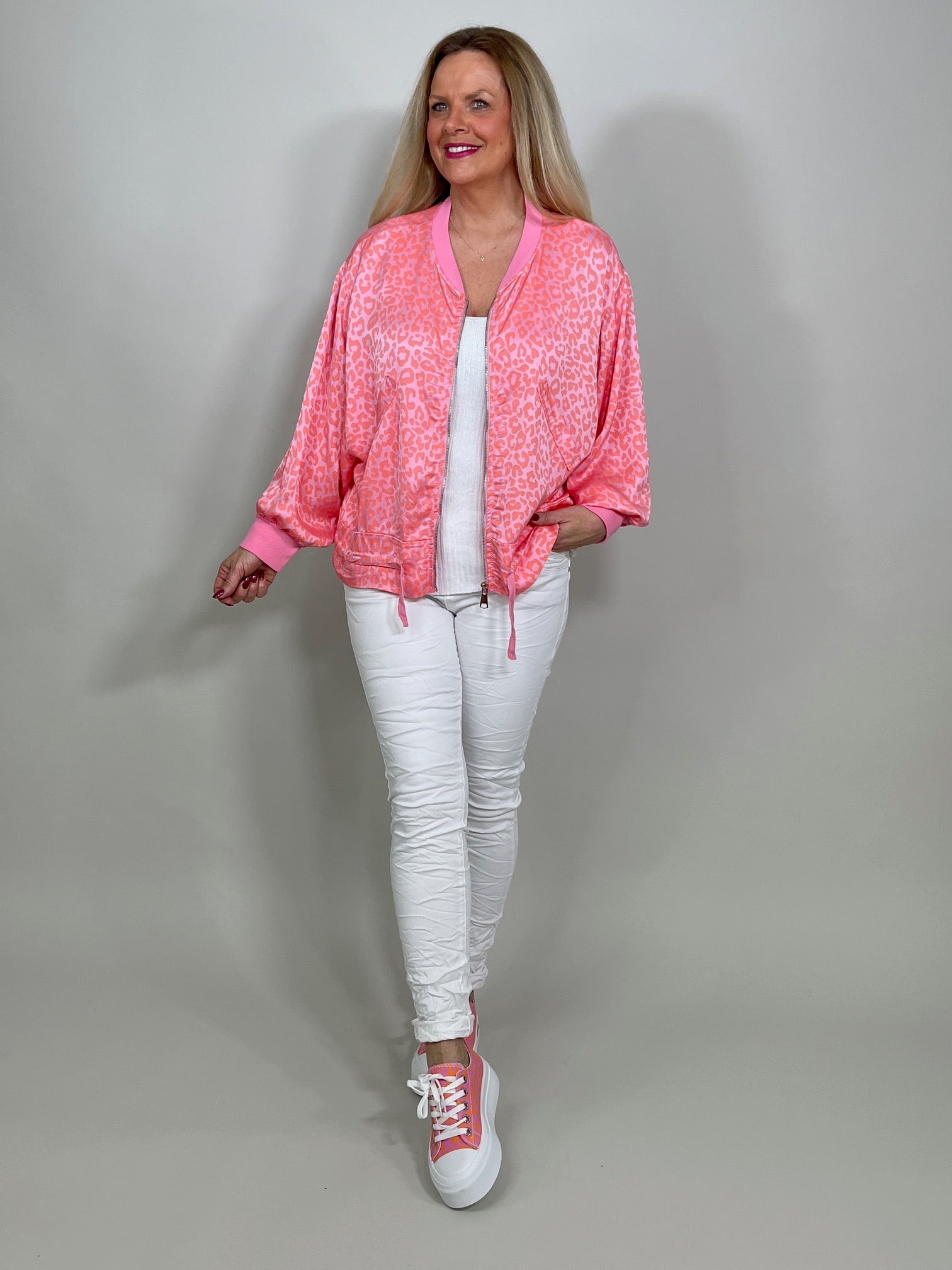 Blouson mit Leo-Print in Candypink/Orange Artikel 5586