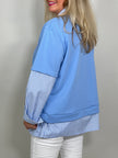 Sweatshirt mit Bluseneinsatz in versch. Farben Artikel 5522