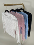 Langarmshirt aus Spitze in versch. Farben