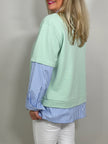 Sweatshirt mit Bluseneinsatz in versch. Farben Artikel 5522