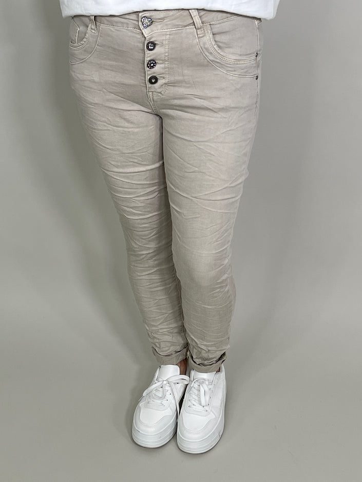 Jeans mit schöner Knopfleiste in Beige Artikel 5575