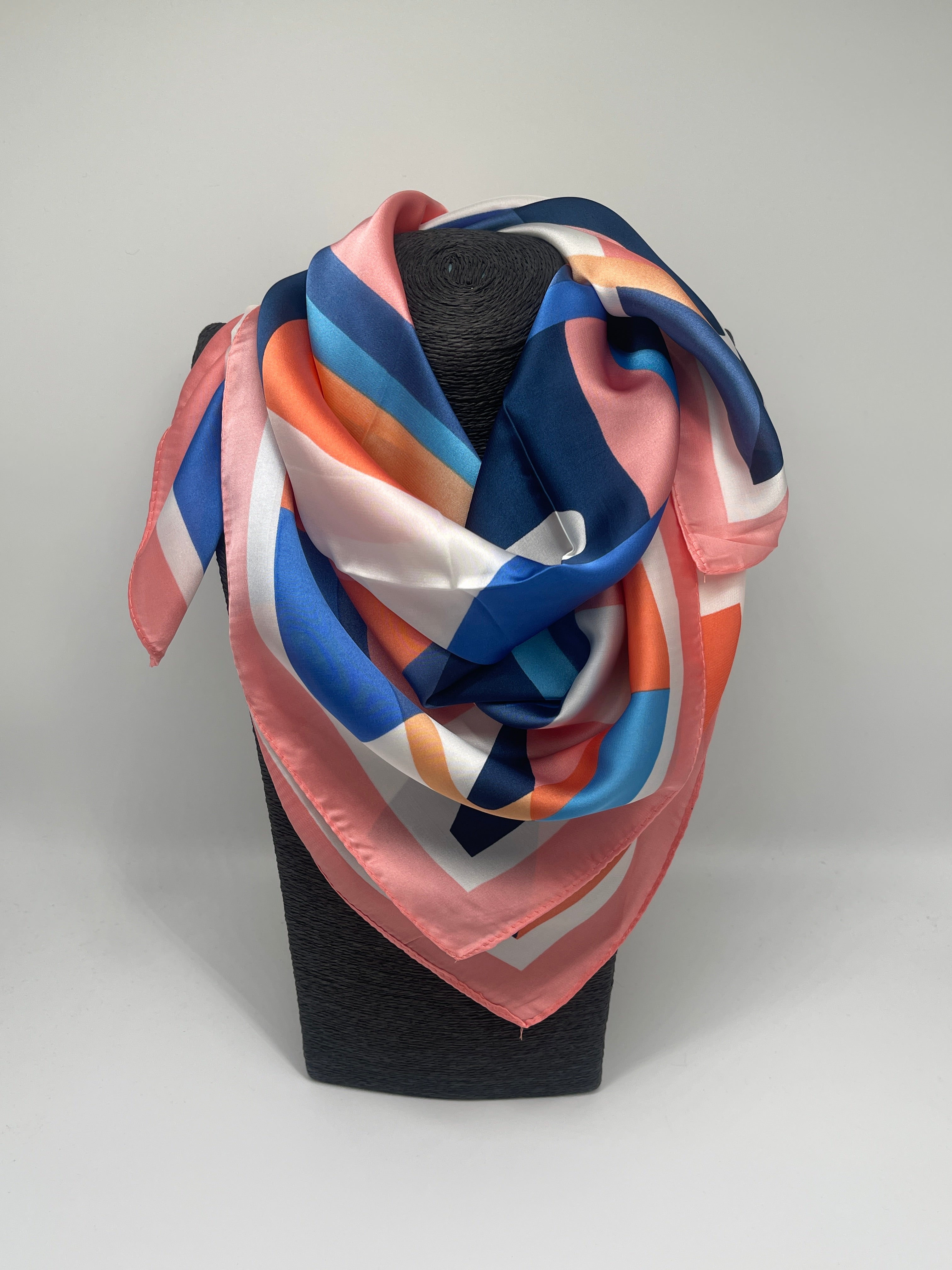 Tuch 70X70 Muster in Creme/Rosa Art. 6955