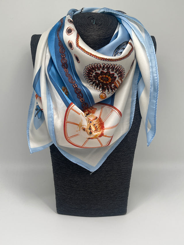 Tuch 70X70 Muster in Blautönen Art. 6953