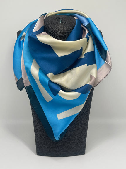 Tuch 70X70 Mustert in Creme/Blau