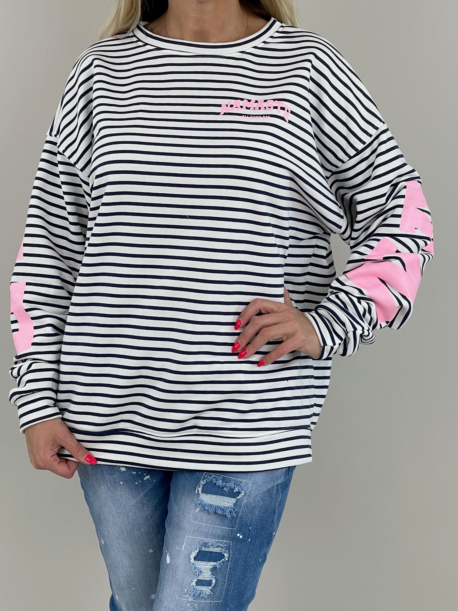 Sweater Namaste gestreift in Marine/Weiß Artikel 6093