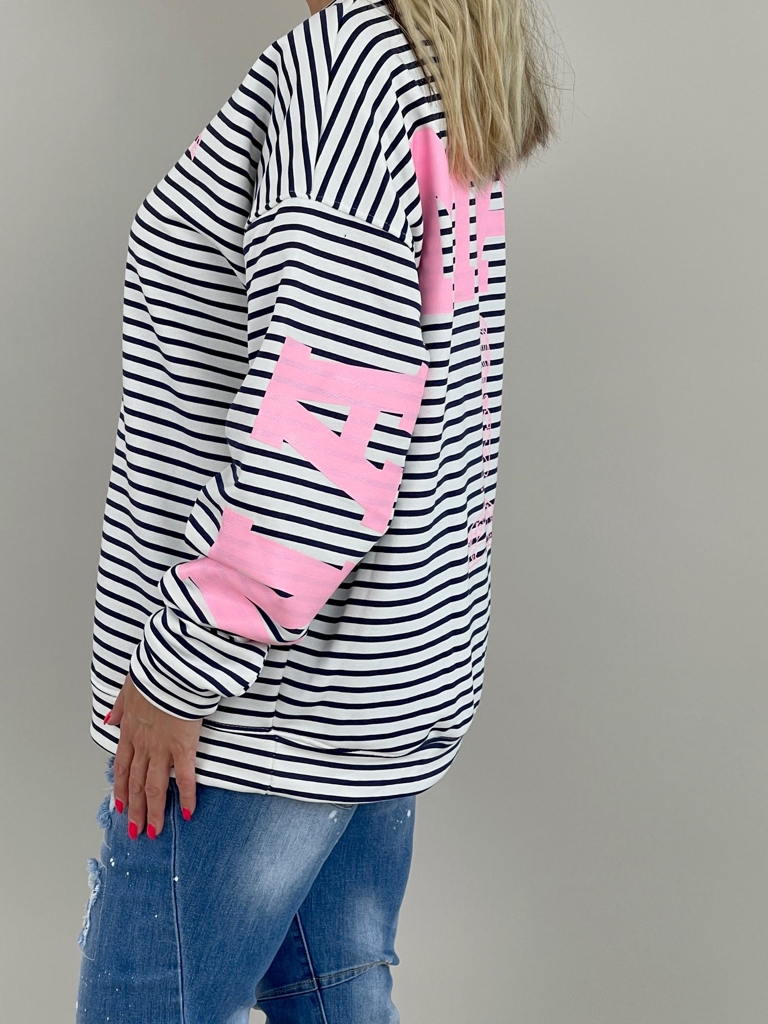 Sweater Namaste gestreift in Marine/Weiß Artikel 6093
