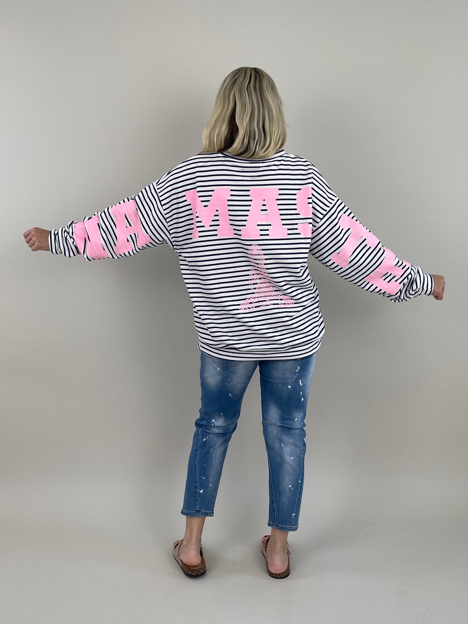 Sweater Namaste gestreift in Marine/Weiß Artikel 6093