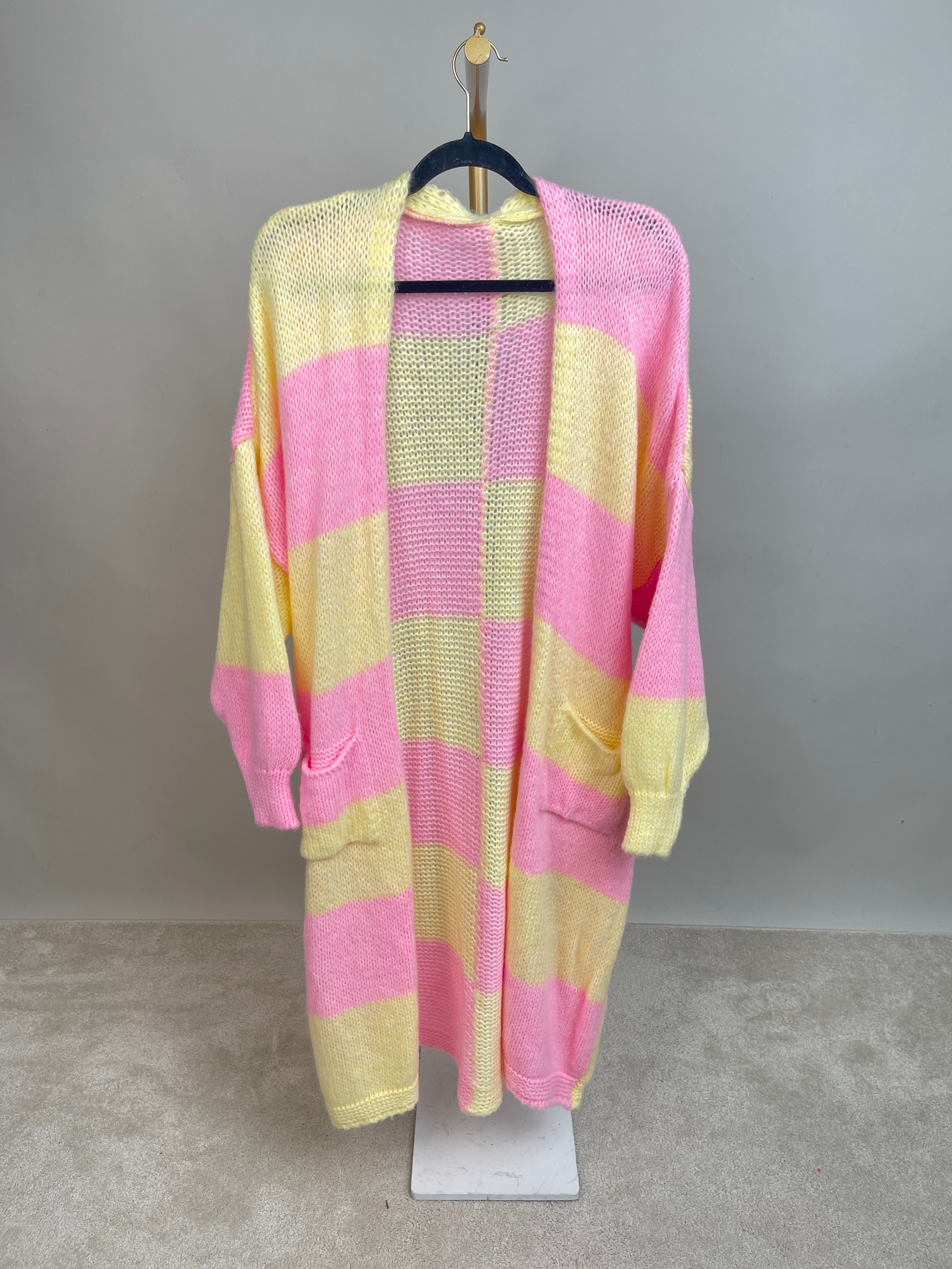 Cardigan Streifen in Rosa/Gelb