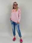 Sweatshirt Streifen in Pink/Orange Artikel 6073