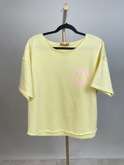 Sweatshirt Smiley Kurzarm in Gelb Artikel 6918