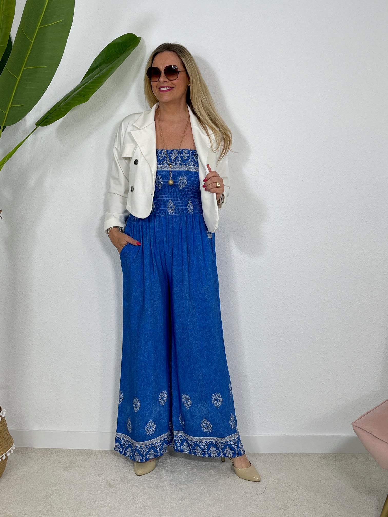 Einteiler mit Muster in Royalblau