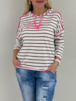 Sweatshirt Streifen in Mokka/Neonpink Artikel 6071