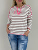 Sweatshirt Streifen in Mokka/Neonpink Artikel 6071