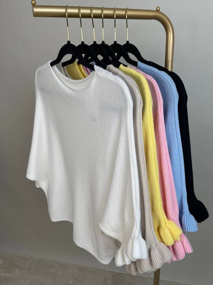 Pullover Feinstrick Rüschen in versch. Farben