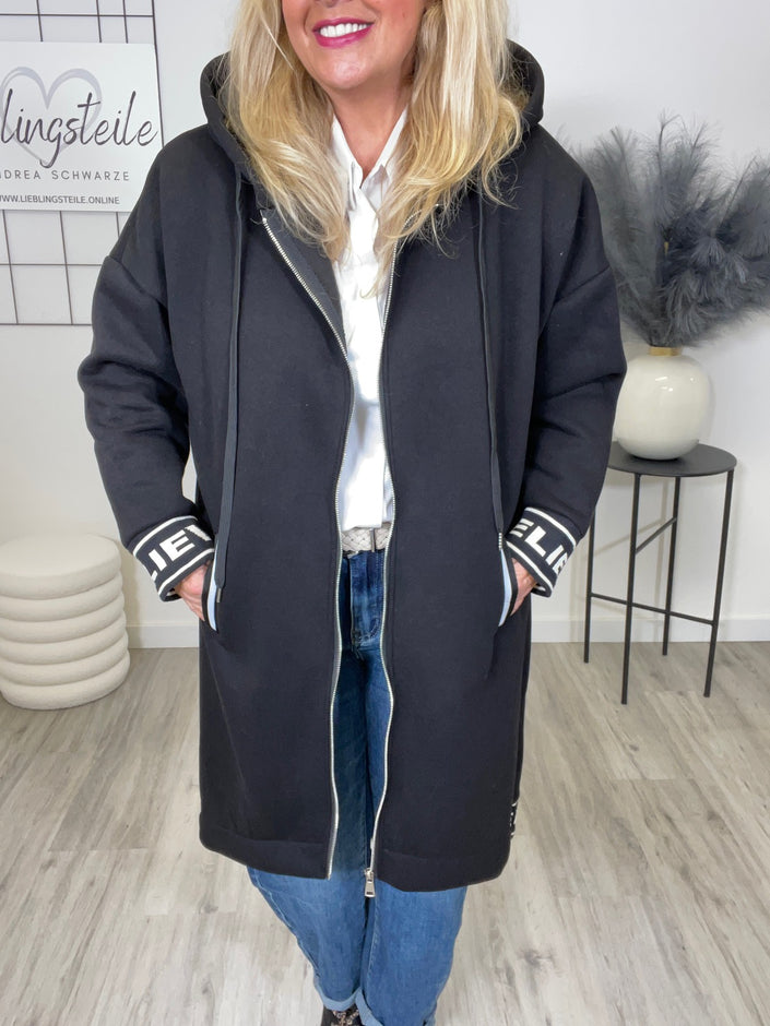 Sweatmantel mit Kapuze in Schwarz Artikel 6523