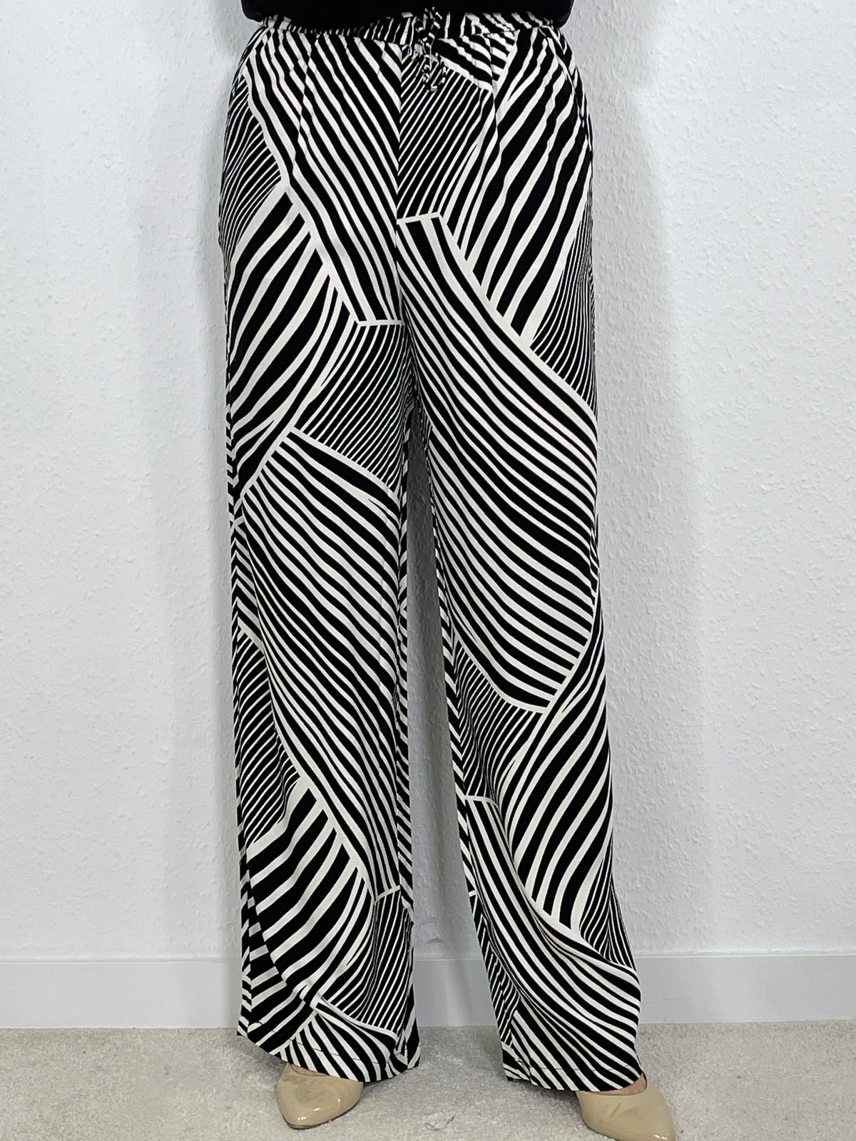 Marlene Hose gemustert Schwarz/Offwhite