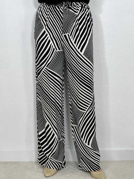 Marlene Hose gemustert Schwarz/Offwhite