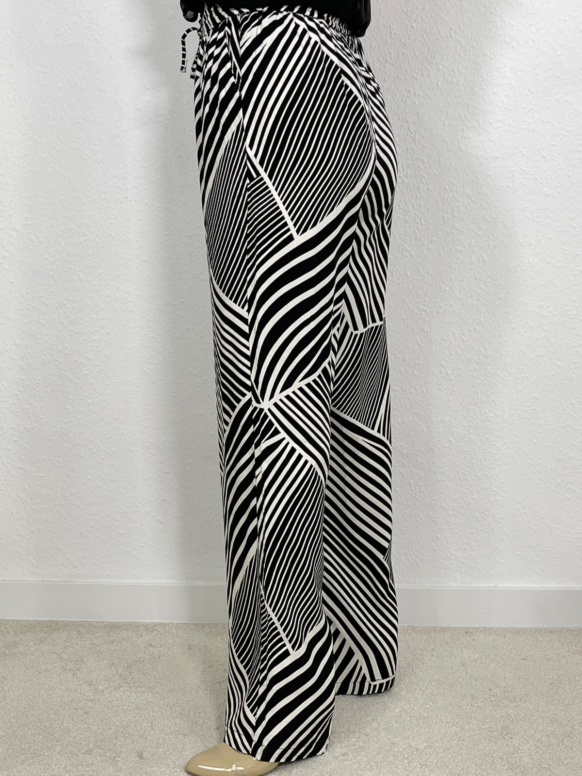 Marlene Hose gemustert Schwarz/Offwhite