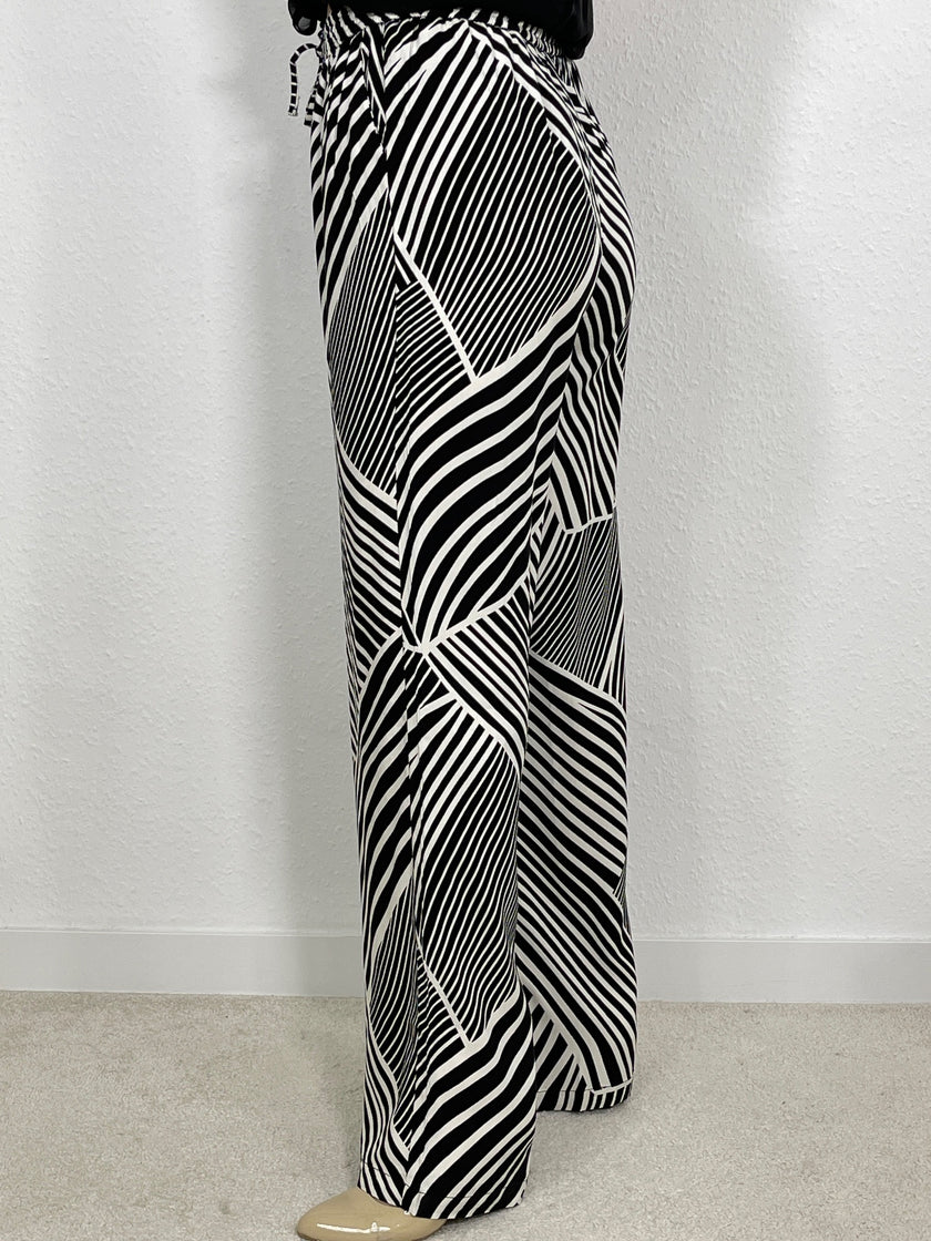 Marlene Hose gemustert Schwarz/Offwhite