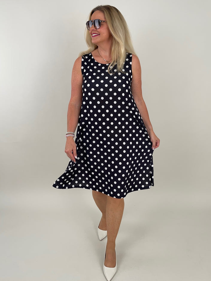 Kleid Kofferstoff Punkte in Schwarz/Weiß Artikel 6108