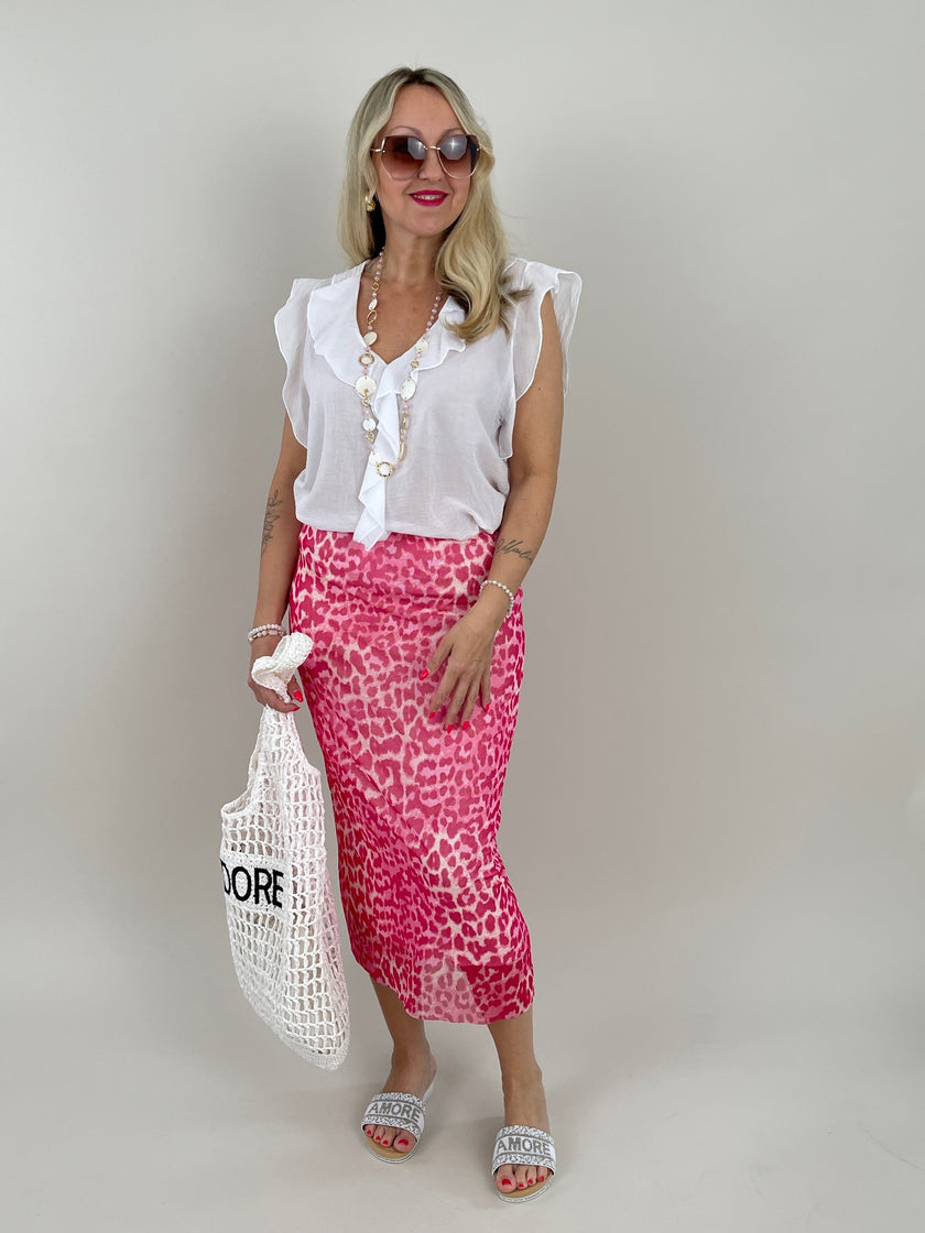 Top Rüschen-Ärmel Uni in versch. Farben Artikel 6116