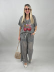 Transparente Hose in Beige/Schwarz