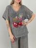 Transparentes Shirt mit tollen Details in Beige/Schwarz
