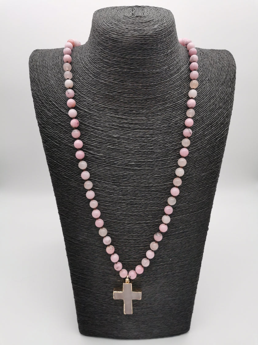 Kette Pink mit Kreuzdetail Gold Art. 3653