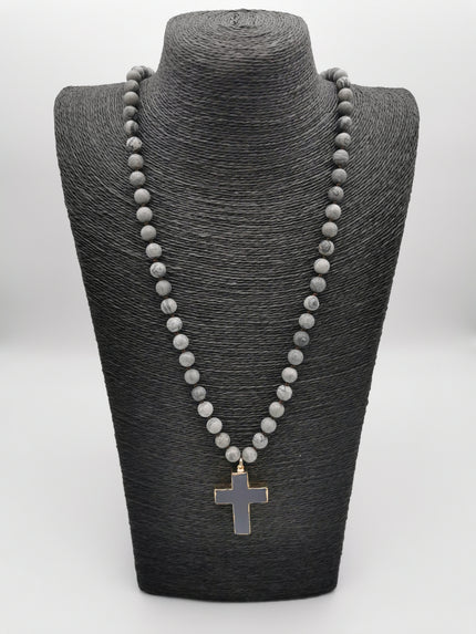 Kette Grau mit Kreuzdetail Gold Art. 3654
