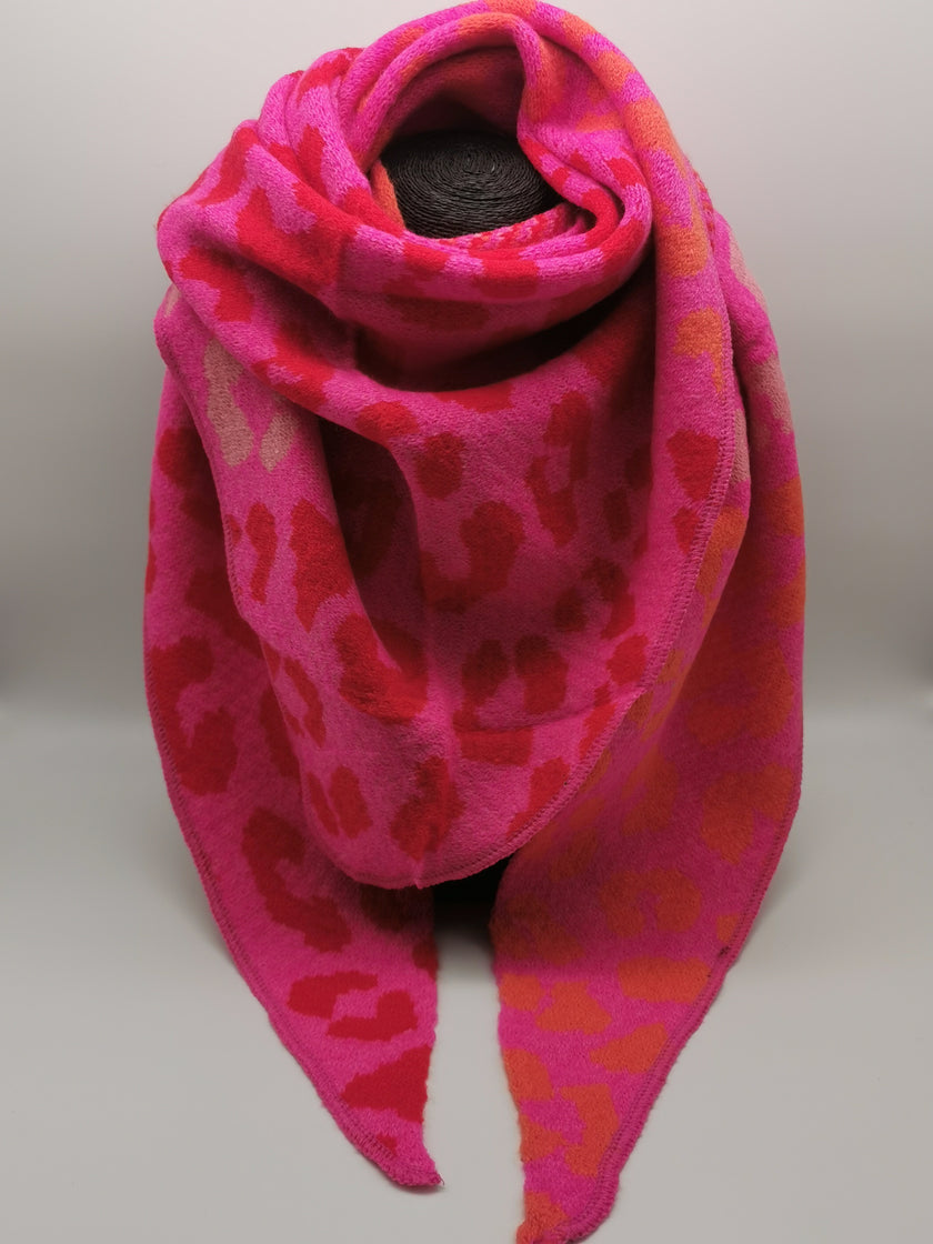 Dreieckschal Leo Pink/ Rot Art. 6497