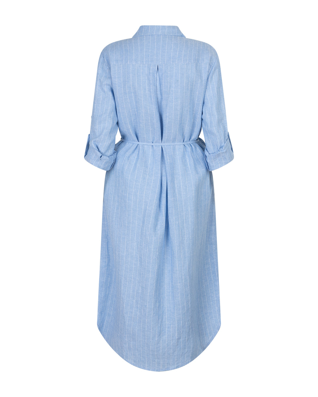 Blusenkleid Leinen Streifen in Hellblau