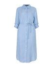 Blusenkleid Leinen Streifen in Hellblau