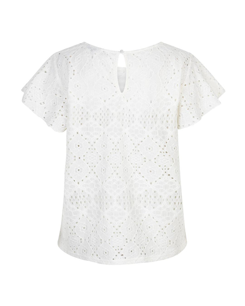 Shirt mit Volants-Ärmeln in Offwhite