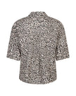 Bluse Kurzarm Leinen Leo-Muster