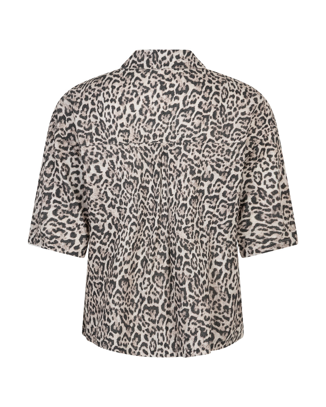 Bluse Kurzarm Leinen Leo-Muster