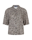 Bluse Kurzarm Leinen Leo-Muster